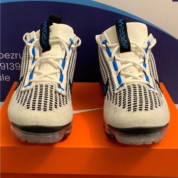 Nike Vapormax 2021 Flyknit White Photo Blue Kids 5y - Picture 4 of 11